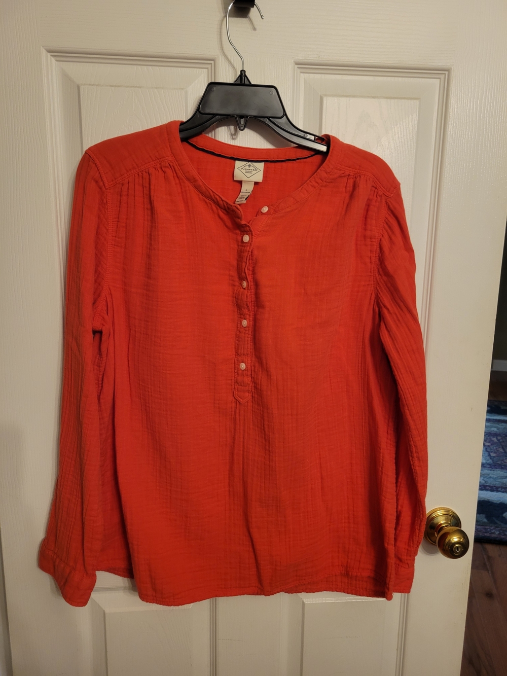 St. John’s Bay Orange Long Sleeve Button Henley Top